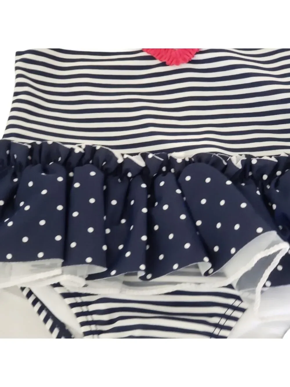 Little Me Navy Ruffle Swimsuit With Red Heart 18 M  NWT